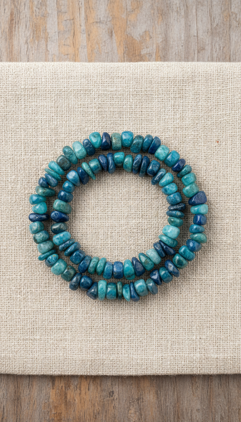 Pulseira de turmalina azul lapidada