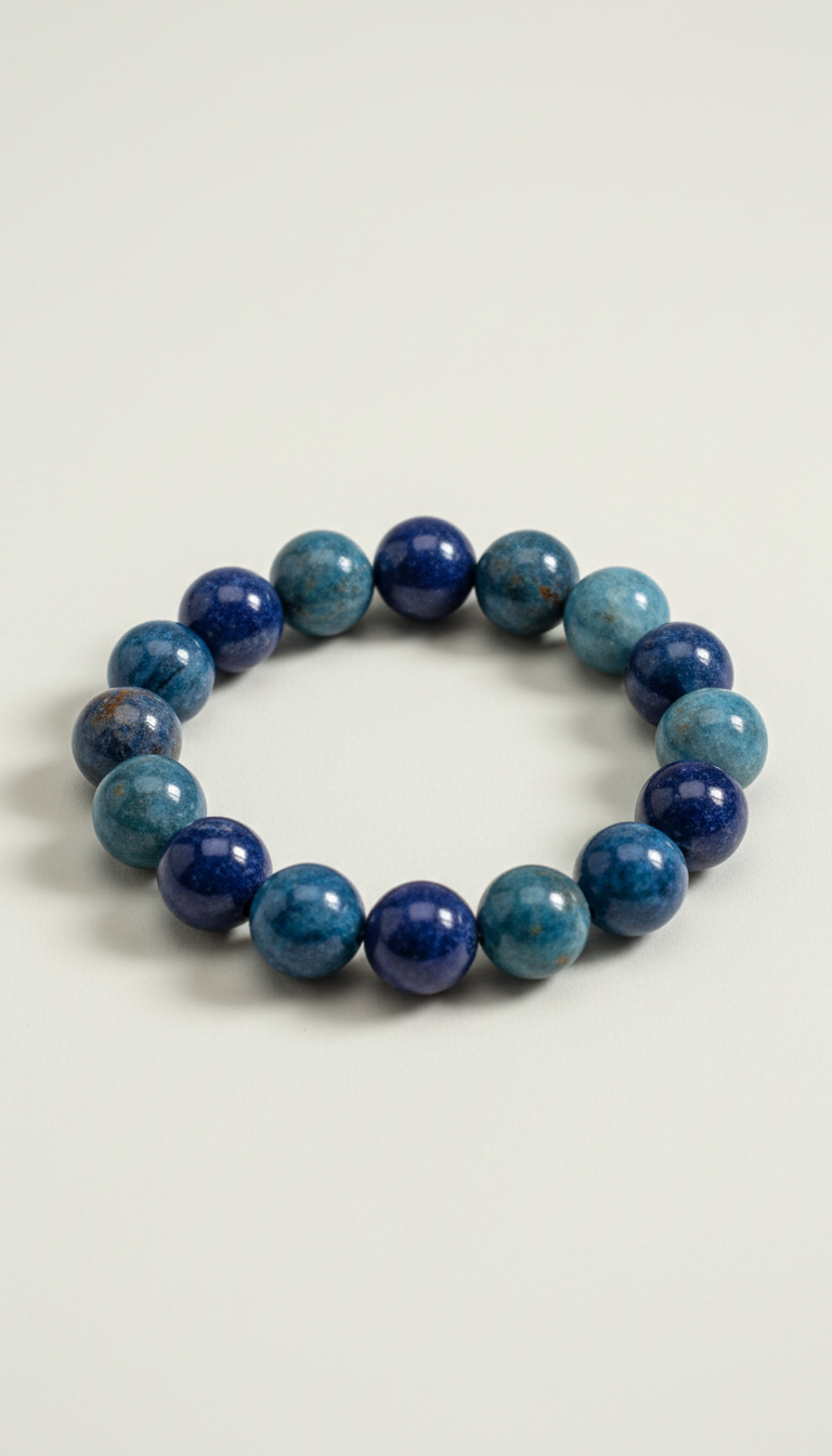 Pulseira de esferas turmalina azul